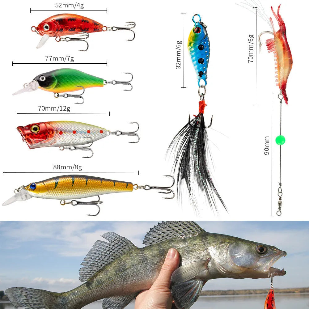 Blind box containing 24-piece metal Christmas fishing set with rod and tackle accessories in 01 style finish
