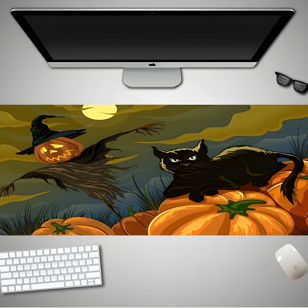 Halloween oversized computer mouse pad with non-slip rubber cloth backing in large dimensions