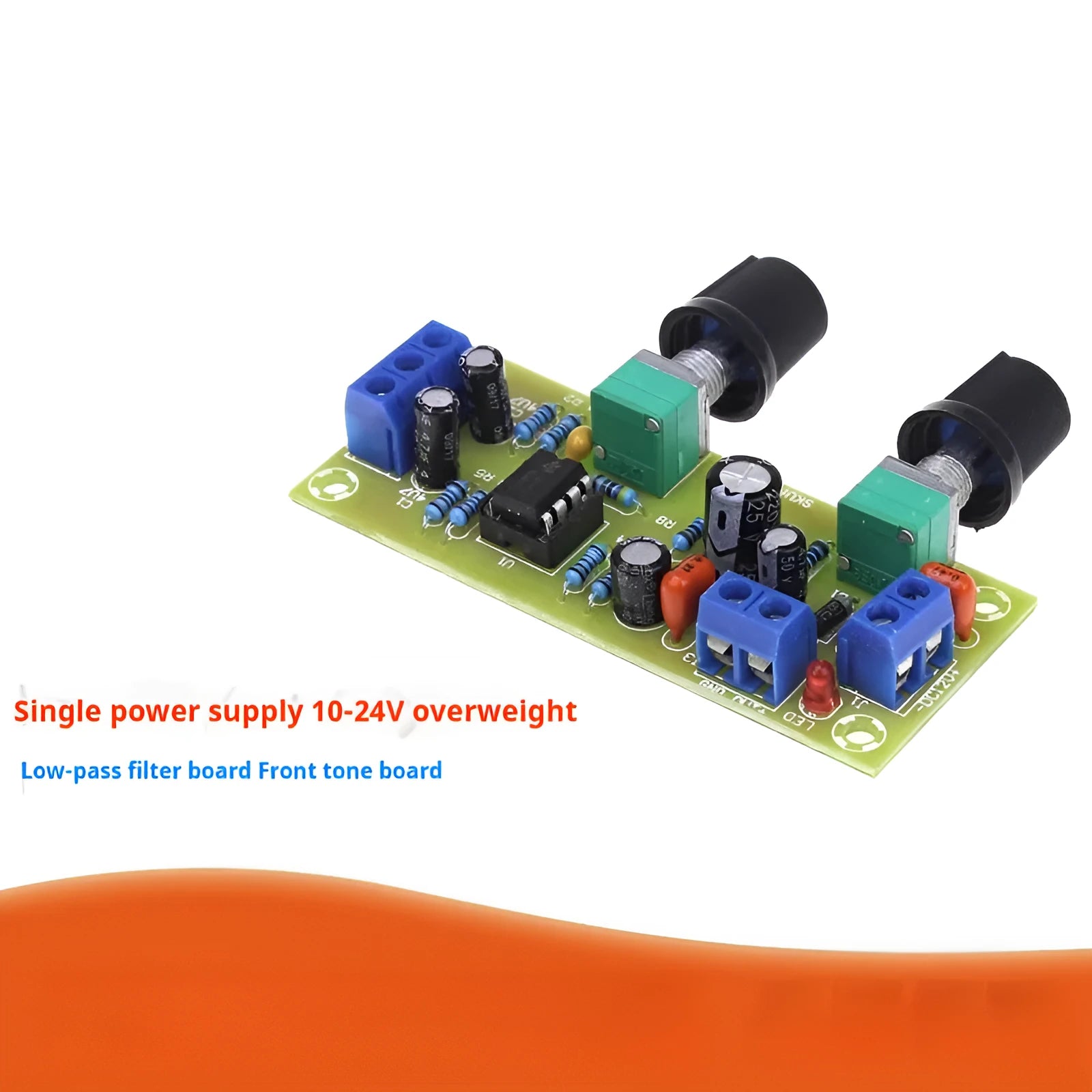 Single power supply 10-24V super dynamic bass boost front stage audio circuit board on FR-4 fibreglass PCB