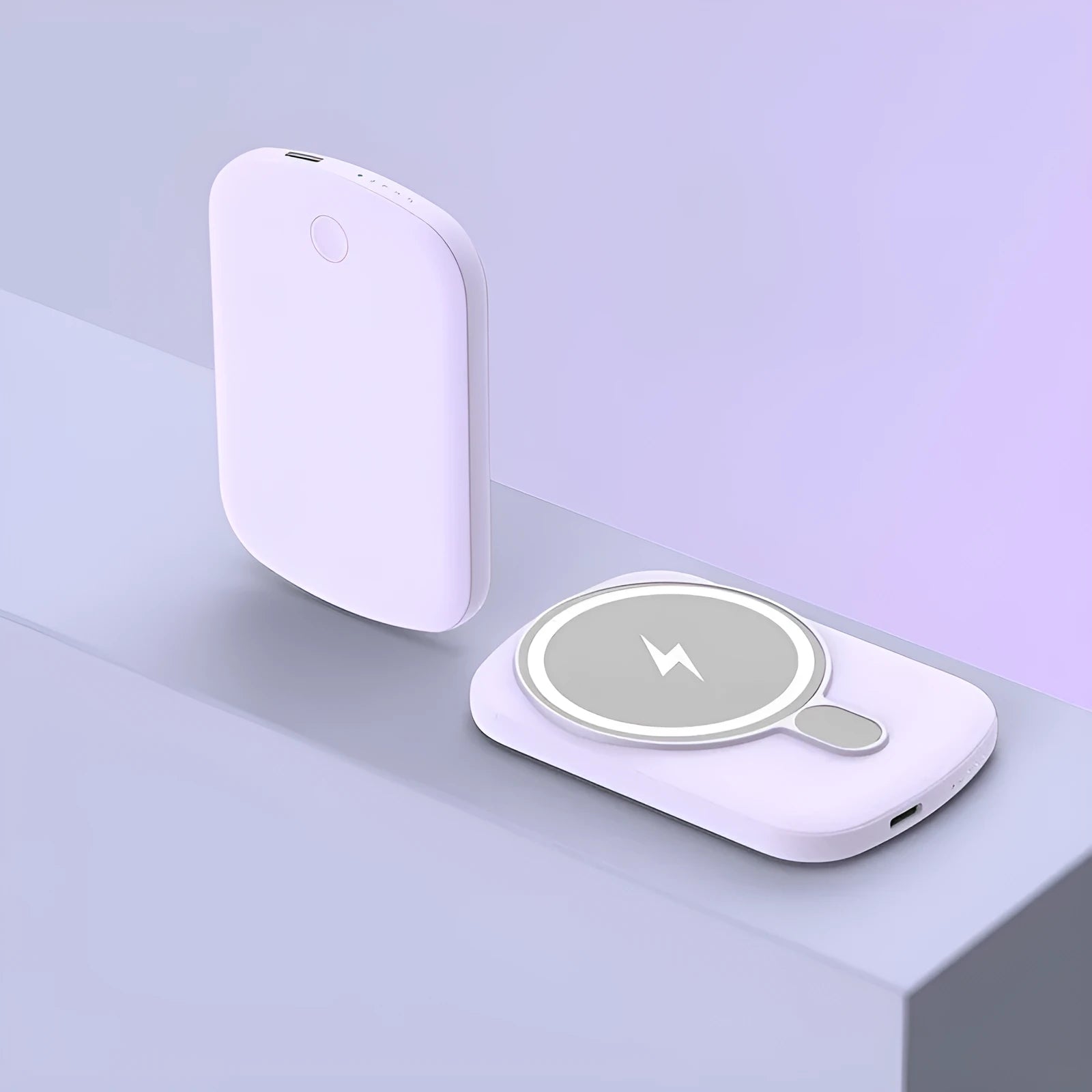 Magsafe magnetic wireless power bank in Barbie Pink, Gentleman's Black, Ivory White or Lightning Purple colours