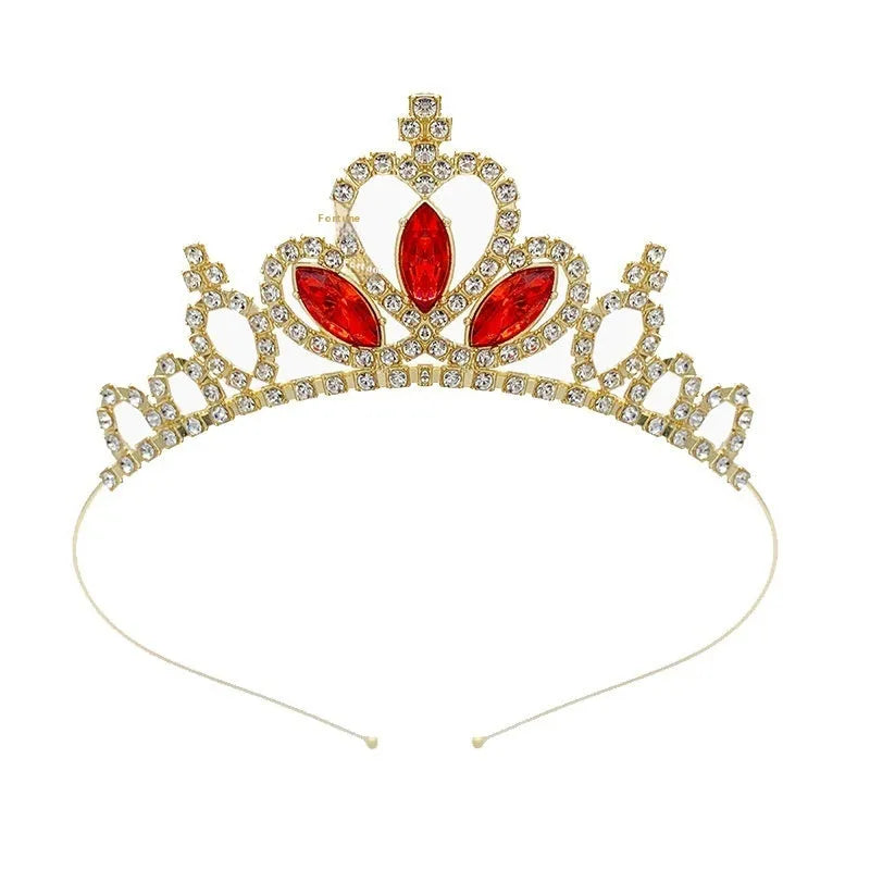 Girl's metallic alloy princess crown headdress in gold finish.