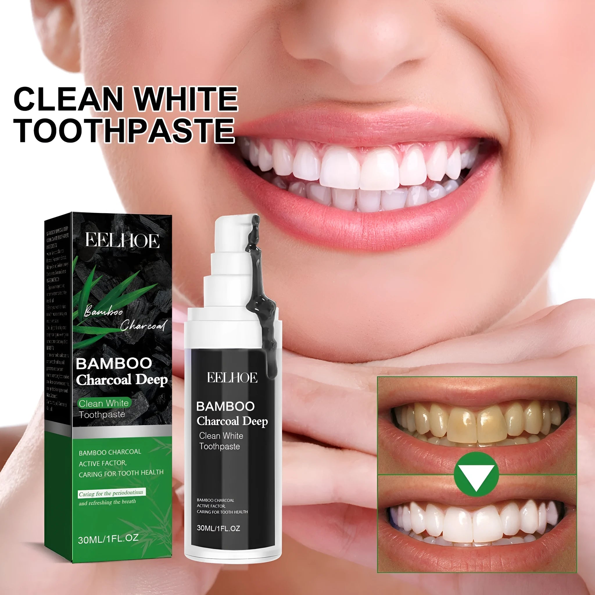 A single 30ml tube of Bamboo Charcoal Bright White Stain Removing Toothpaste.