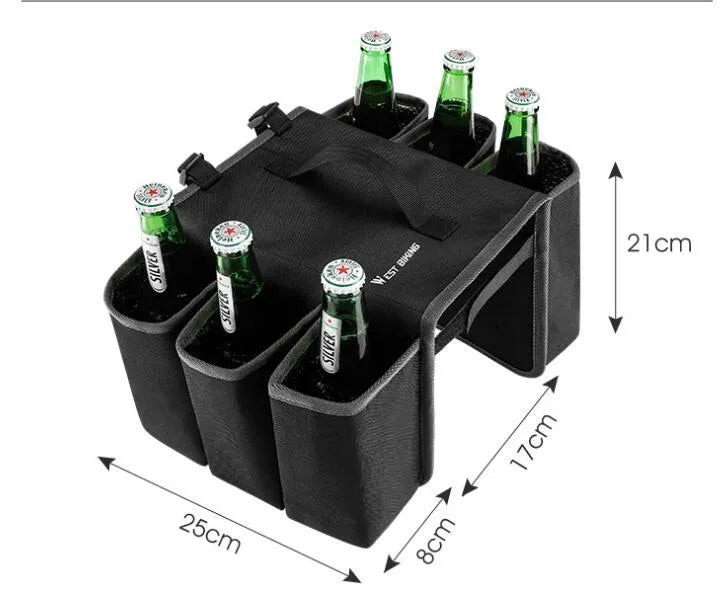 Double-sided black bicycle beverage bag made of 600D PVC with 2L capacity for cycling