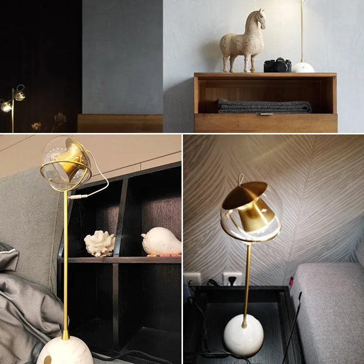 Glass desk lamp with dimmable LED light and touch switch control