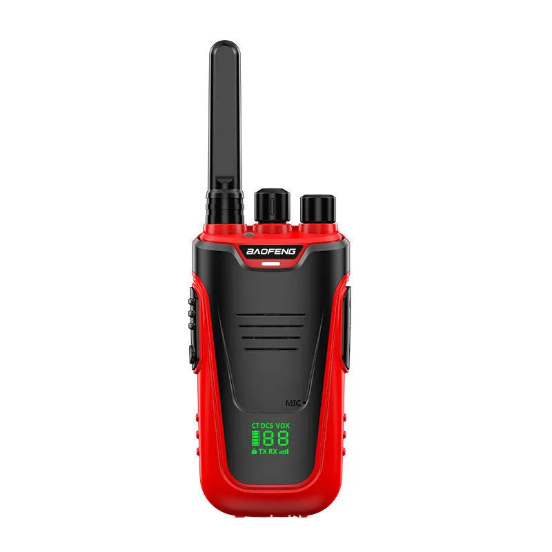 Red or yellow high-power intercom with display, shown next to a scale indicating its compact 95mm height.