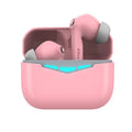True wireless black in-ear gaming headphones with a white charging case and spare ear tips