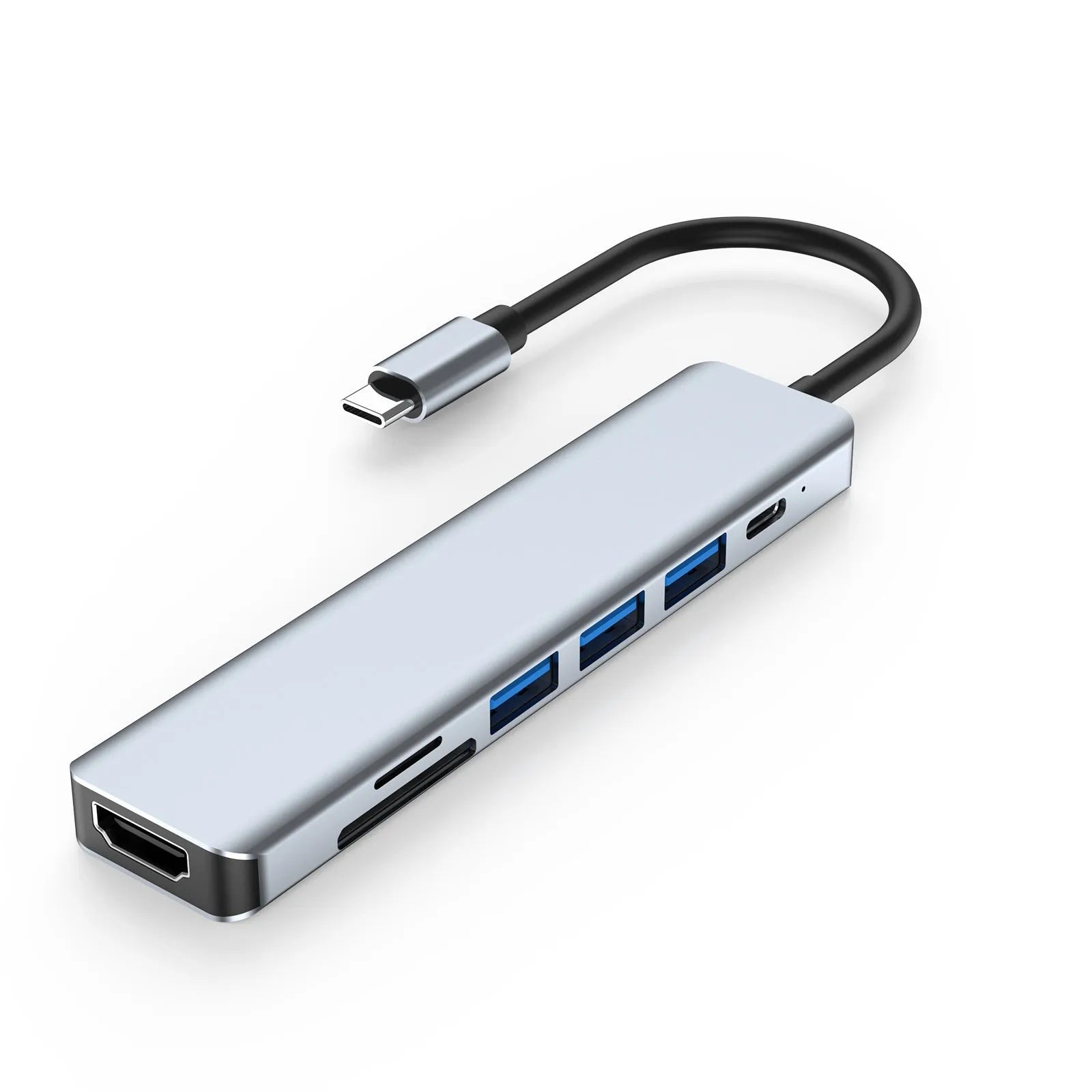 USB-C seven-port expander with 0.145m cable for laptop connectivity