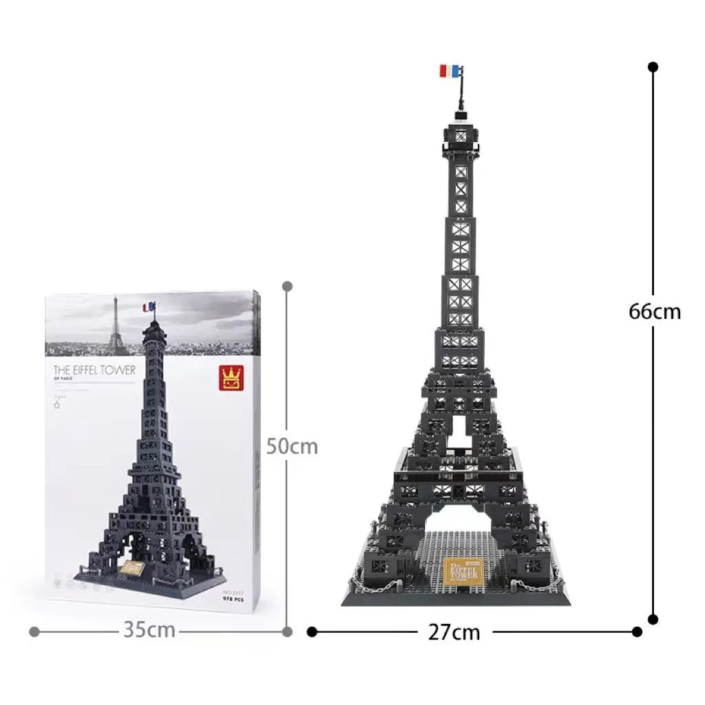 Wange plastic building block set with over 800 pieces for constructing landmark models including Big Ben and the Statue of Liberty.