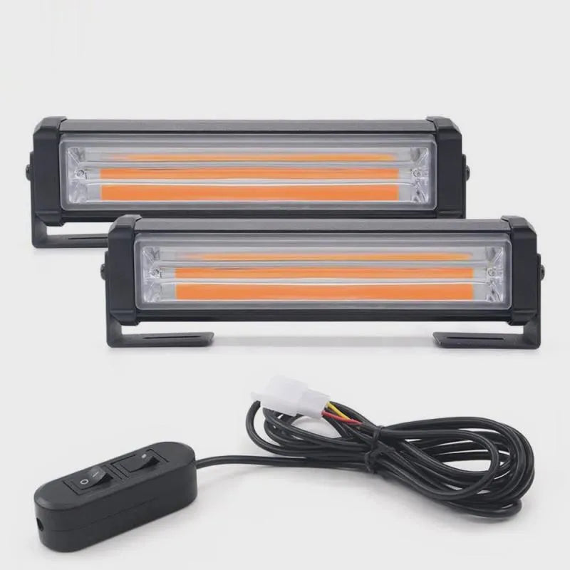 Yellow 160mm diameter vehicle warning light with COB LED and aluminium alloy housing