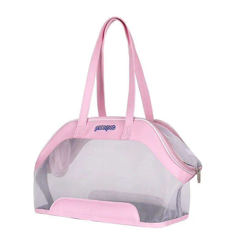 Moorpet leather cat outing carry bag in beige colour showing 25L capacity and structured design
