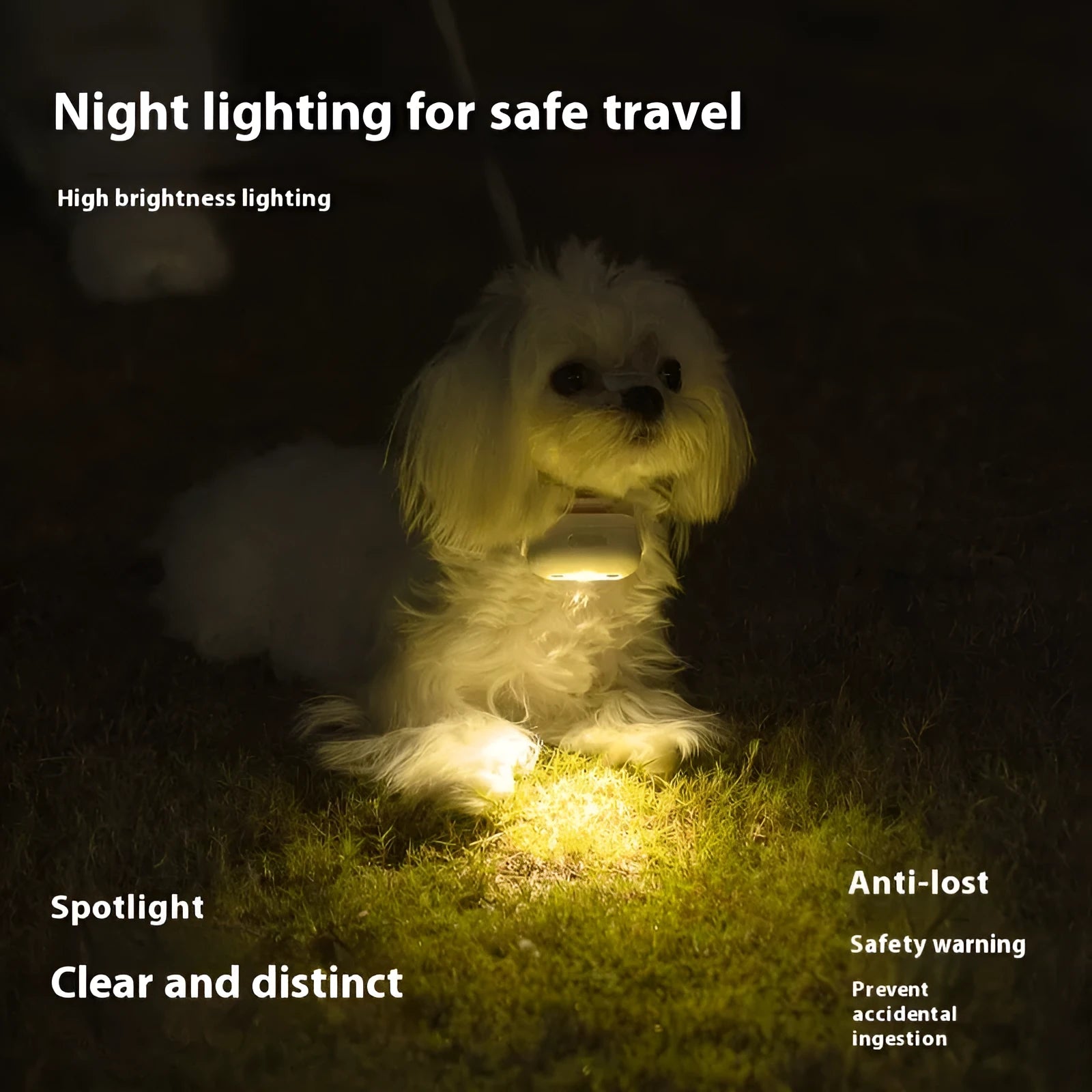Pet luminous collar with hanging ring in one of four colour patterns: fresh pink, delicate grey, cure green or caramel mocha