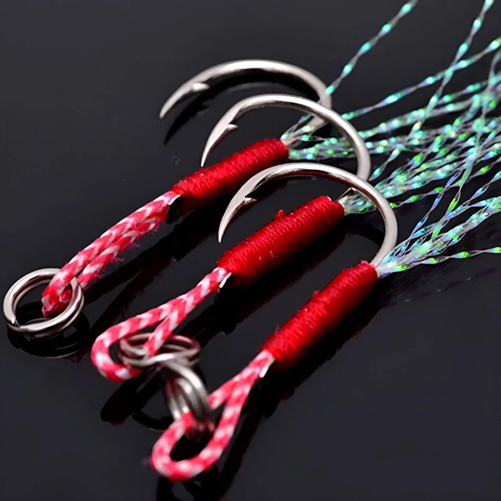 Single point fishing hook made from bright wire iron plate showing size range from 9 to 14.