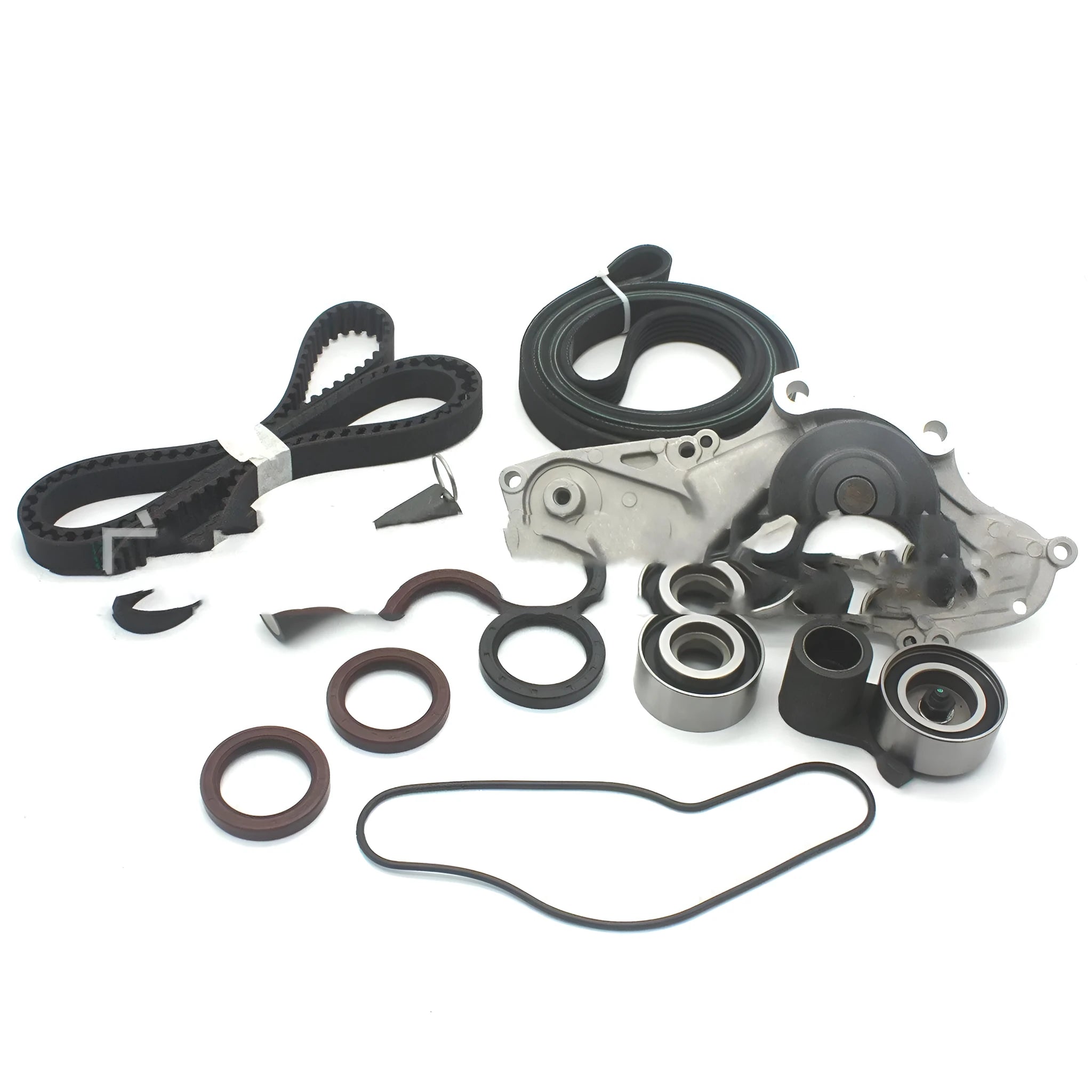 Metal belt and water pump assembly components measuring 28mm by 18mm by 16mm