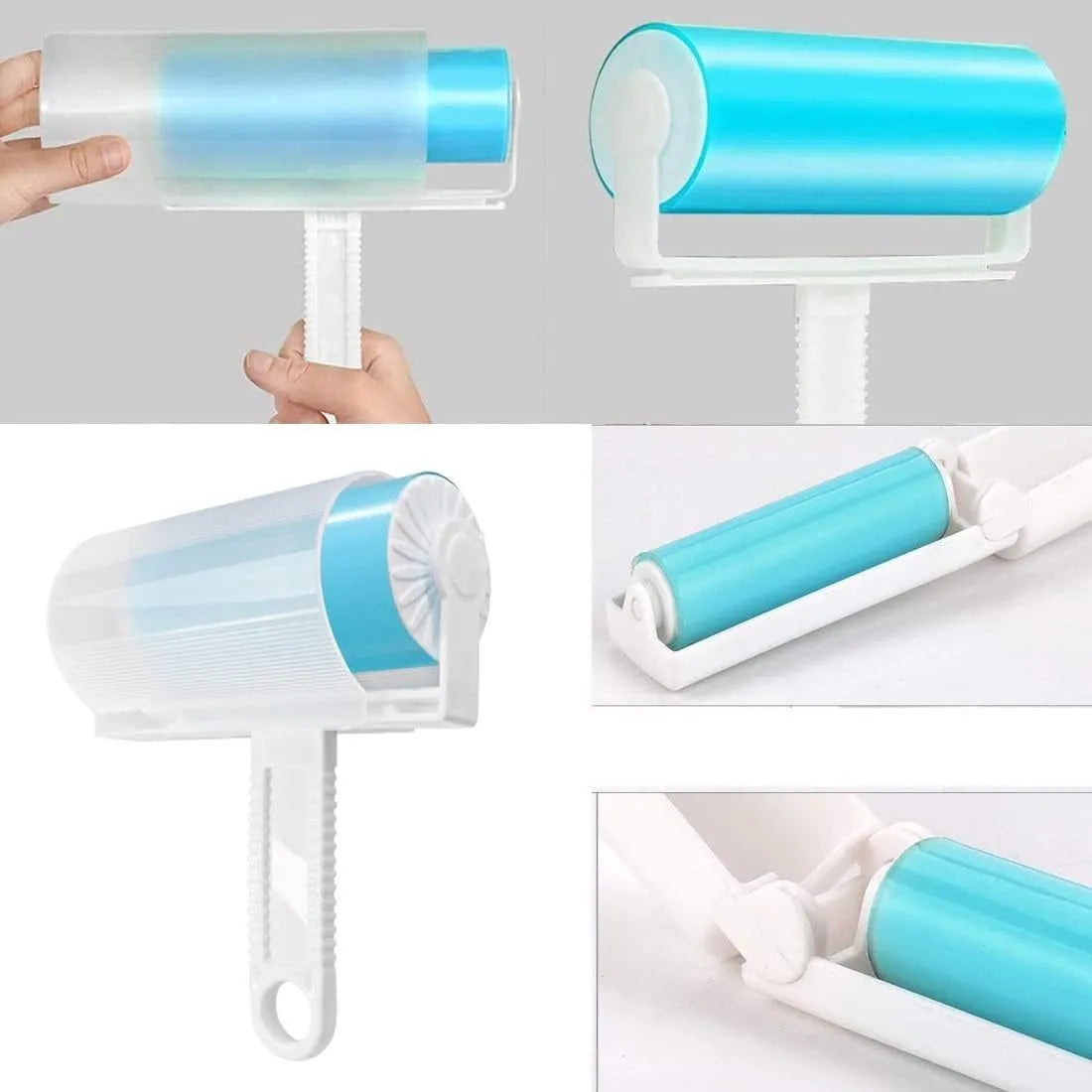 Washable reusable lint roller with cover for pet hair removal on fabrics
