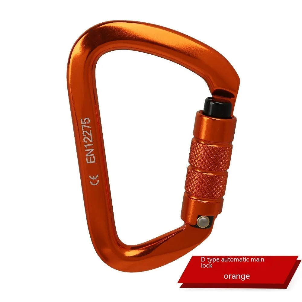 D-type steel climbing lock with choice of automatic or threaded gate, shown in red colour.