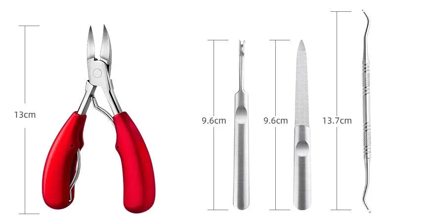 Stainless steel nail clippers set with foot care scissors and coloured ABS plastic handles