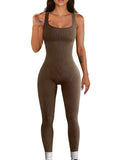 Women's spandex suspender tank top tights with long sleeves and button details