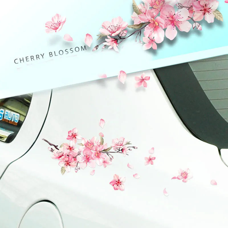 Cherry blossom flower pattern car sticker on vehicle window in two size options