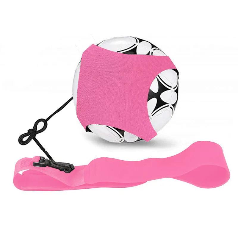 Purple five-corner pattern neoprene football juggling belt with elastic ball tether