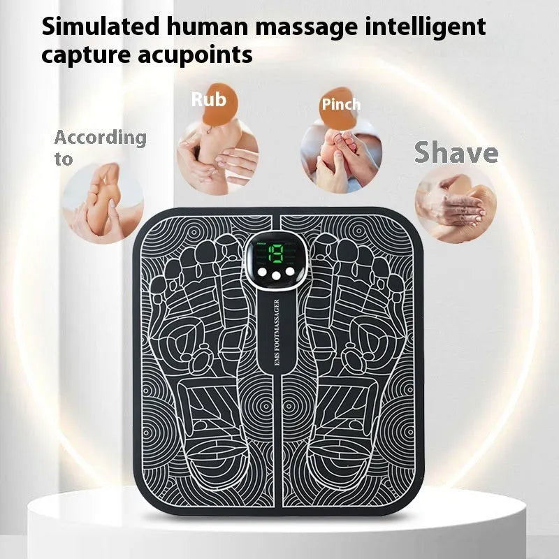 Rechargeable blue and orange foot massager mats with remote control and USB charging cable