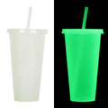 Plastic Halloween sippy cup with luminous straw measuring 17.5cm tall with 720ml capacity