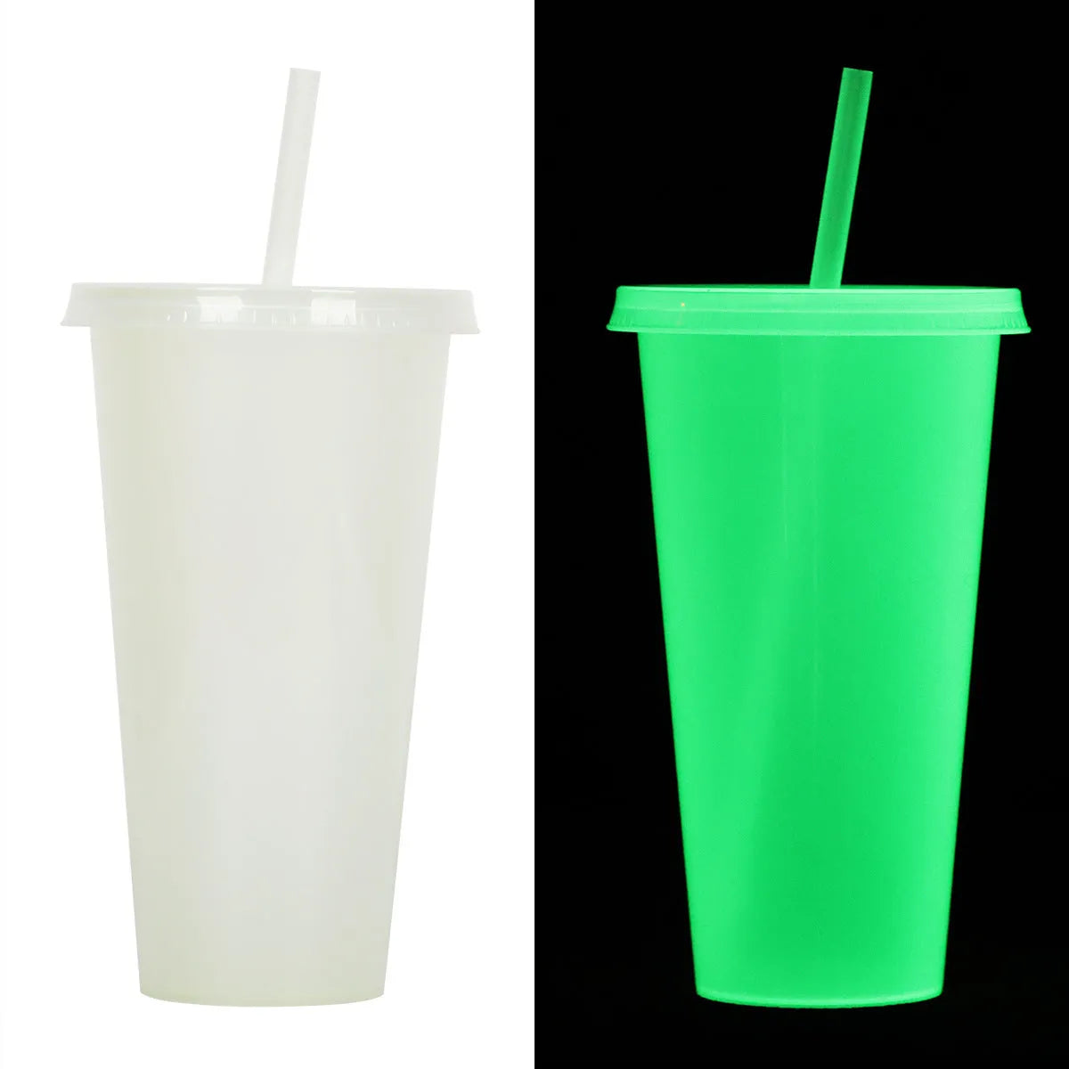 Plastic Halloween sippy cup with luminous straw measuring 17.5cm tall with 720ml capacity
