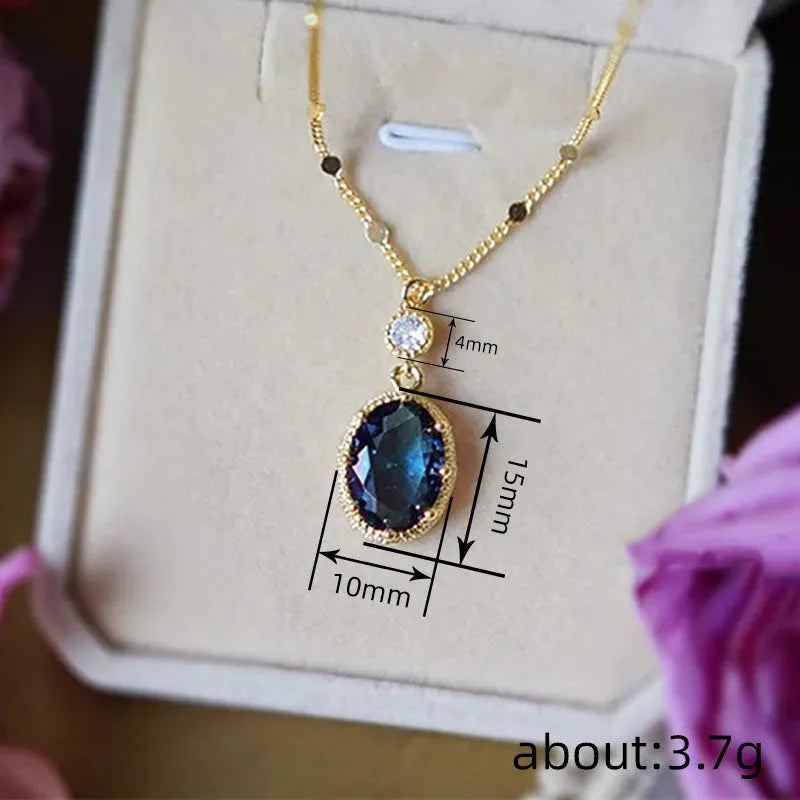 French retro geometric gold necklace on copper chain with 45cm length