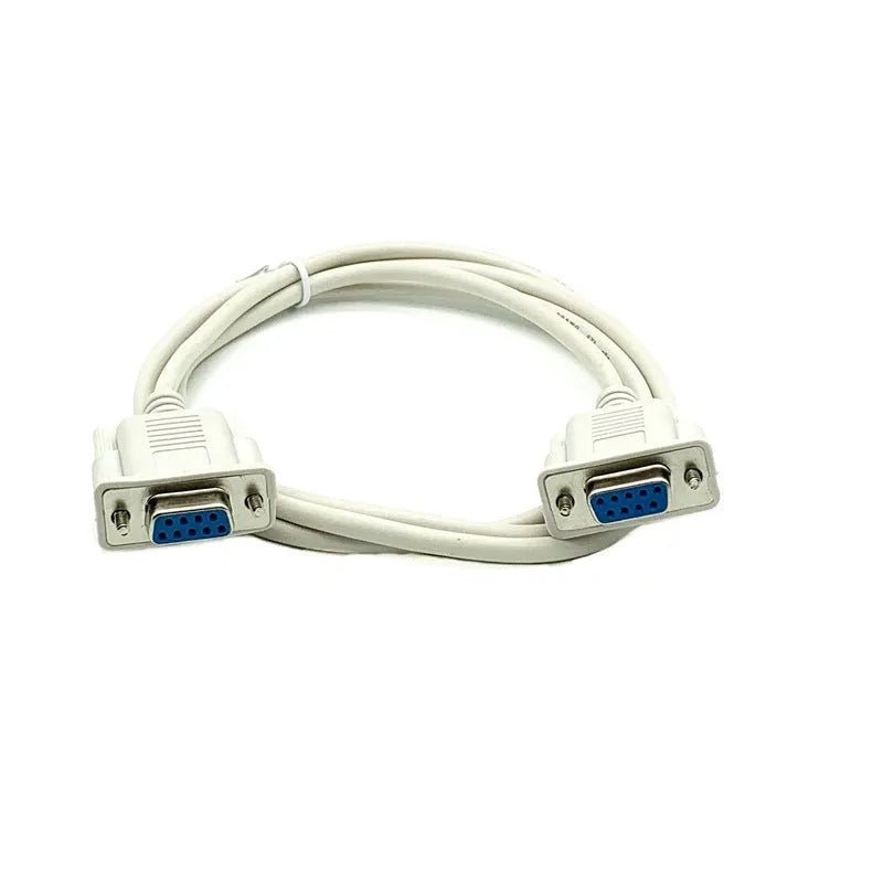 Milky white DB9 female to female RS232 serial cross cable, 1.5 metres long.