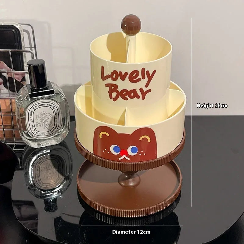 Japanese-style rotating cosmetic brush barrel in beige colour showing 18-litre capacity interior