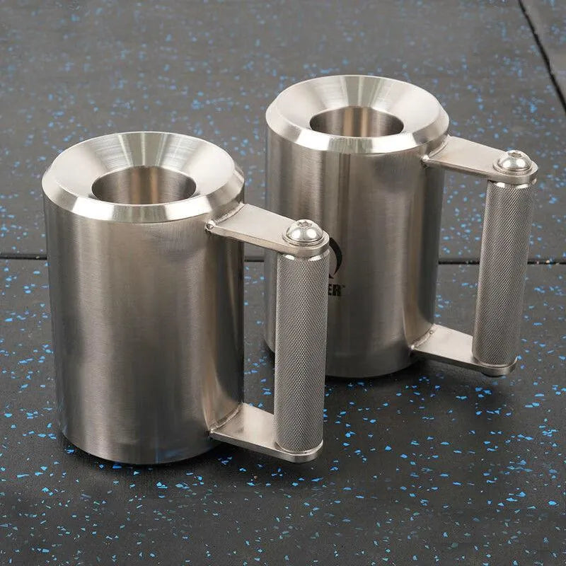 Silver stainless steel dumbbell cup weight plate weighing 8kg for barbell training.