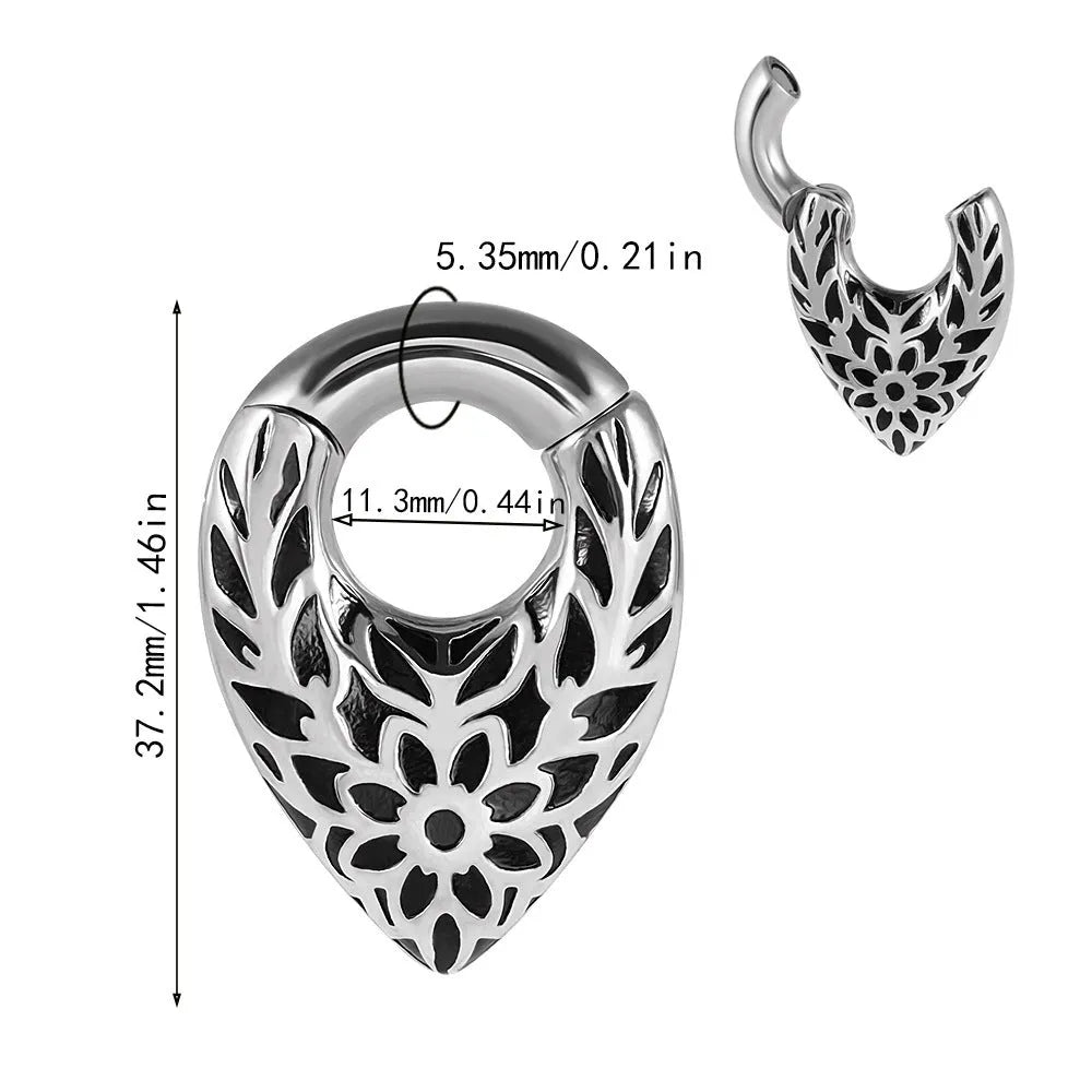 Stainless steel drop-shaped auricle earlobe round hanging egg fashion ear extenders with totem design