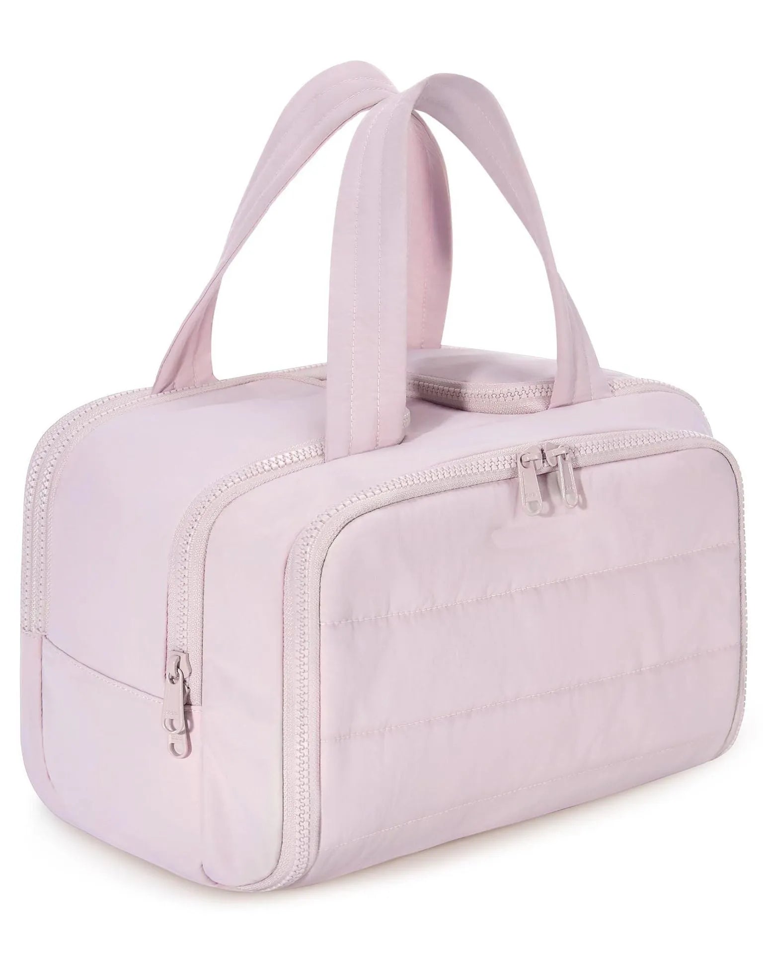 Large fluffy polyester travel toiletry bag open showing spacious interior, available in multiple colours
