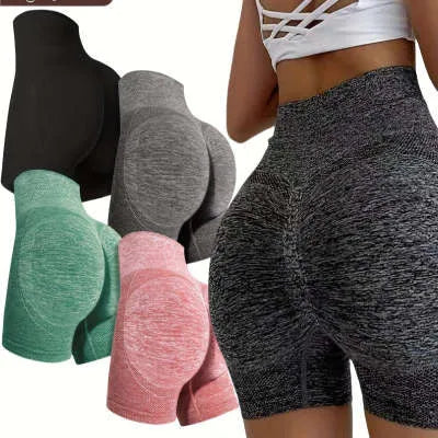 Women's high-waist quick-drying yoga shorts in multiple colours for fitness and running.