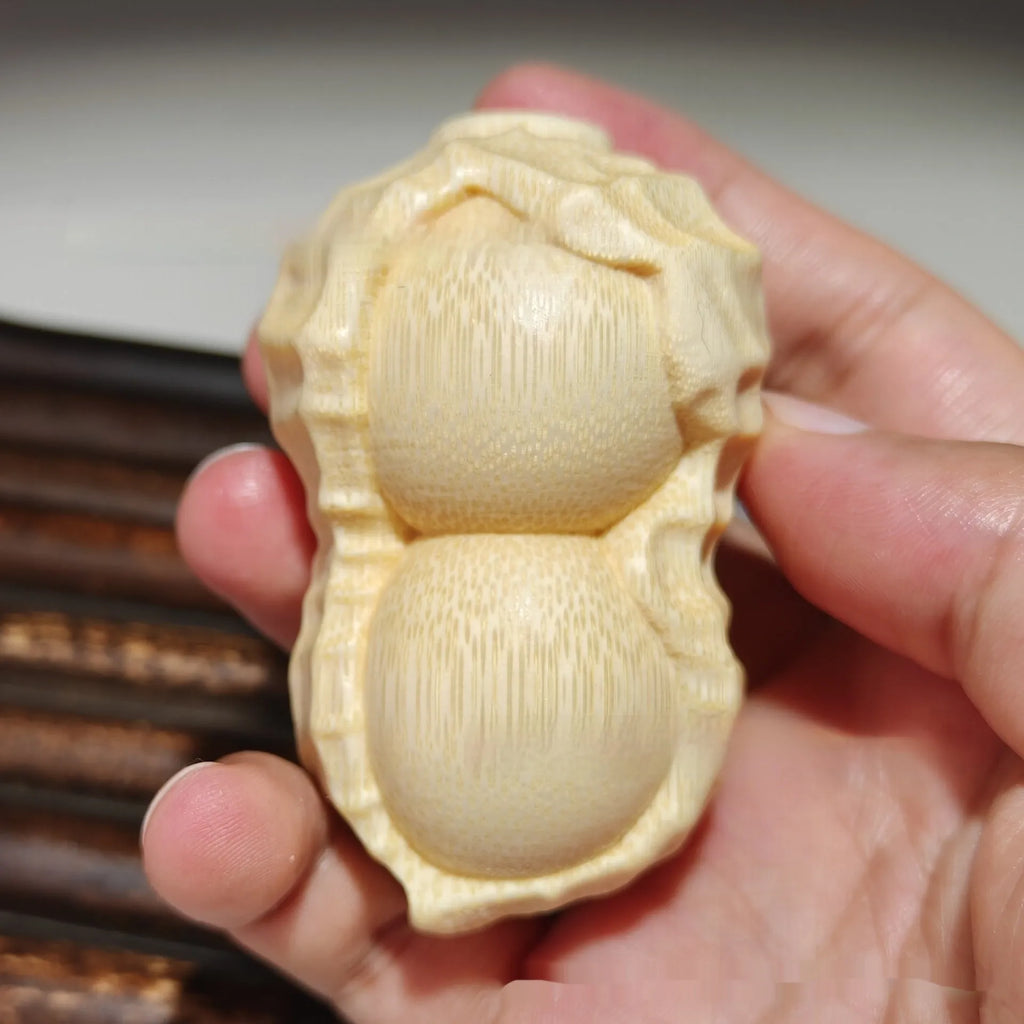 Solid natural bamboo carved peanut ornament in modern simplicity style