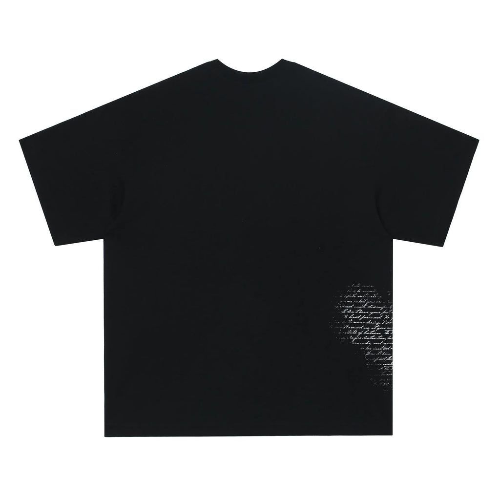 American retro hip hop gothic pure cotton T-shirt with letter print in black or white colour