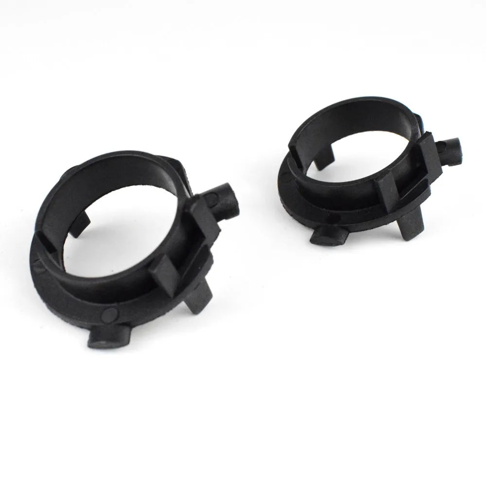 Black ABS plastic car headlight card holder showing dimensions, compatible with Nissan and Kia models.
