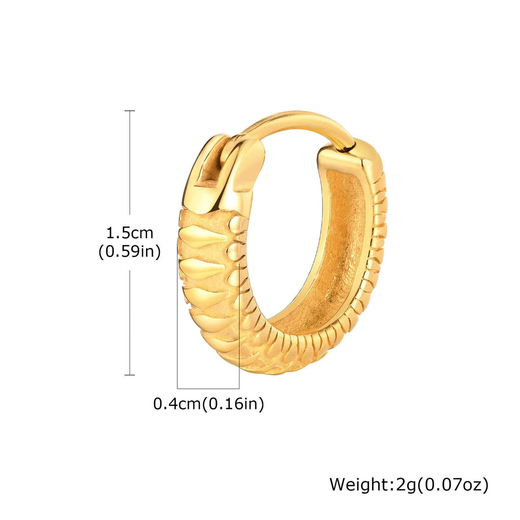 Stainless steel snake pattern ear rings in black or gold for hip hop fashion