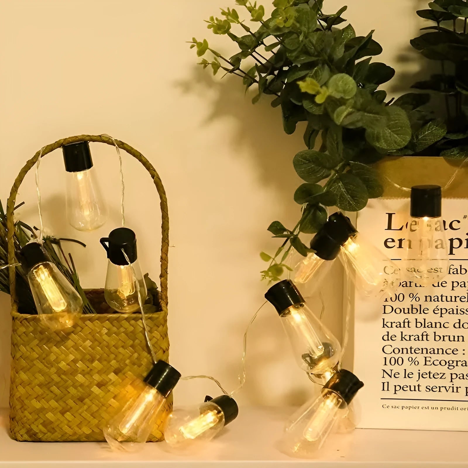 Retro long bulb infusion bottle shape outdoor fairy lights with glass string design in multiple lengths
