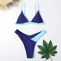 Women's nylon swimsuit briefs set with matching bra in European and American style