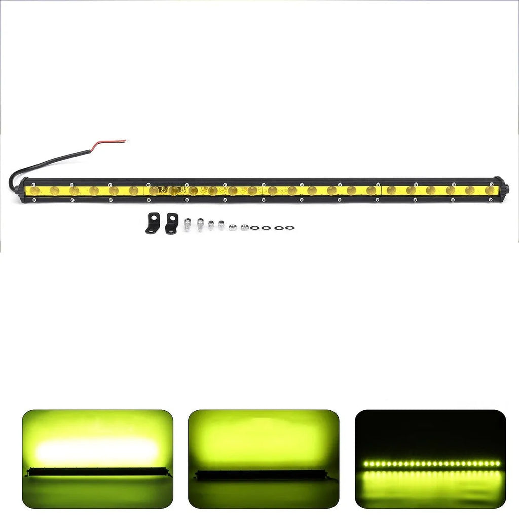 25-inch aluminium LED light bar with mounting brackets for truck or off-road vehicle