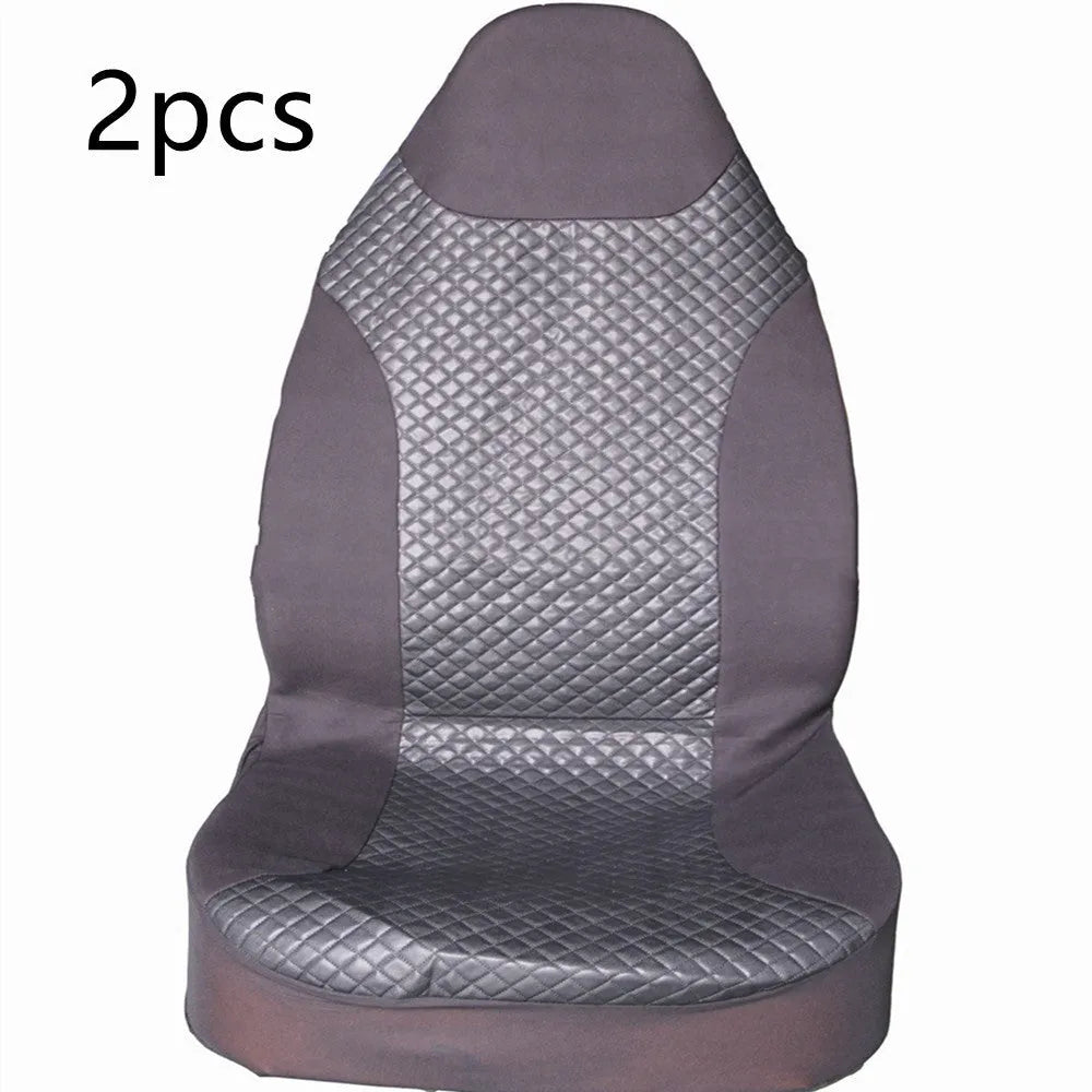 Black quilted universal car seat cover made from PU and polyester fabric with sponge composite.