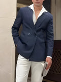 Men's classic stripe double-breasted blazer in regular fit for daily wear
