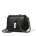 Women's soft PU chain shoulder bag in horizontal square shape with sandwich pocket design