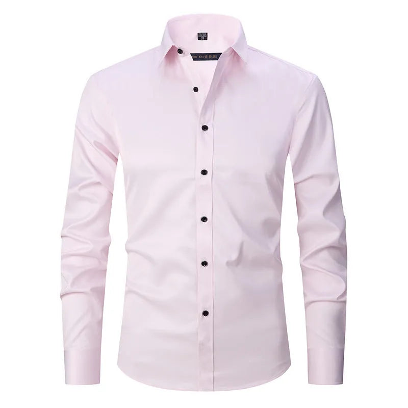 Men's long sleeve stretch work shirt in polyester, shown in a colour from the range of fifteen options.
