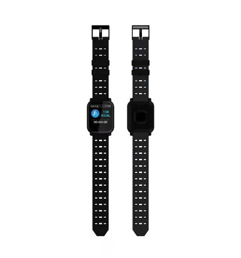 A6 smart bracelet with colour screen on wrist showing fitness data, silicone strap in choice of colours