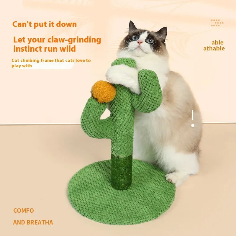 Cactus-shaped cat scratch board with sisal scratching pole climbing frame for cats