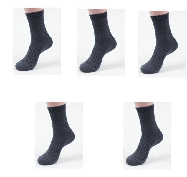 Men's bamboo fibre business socks with small square pattern in five colour options.