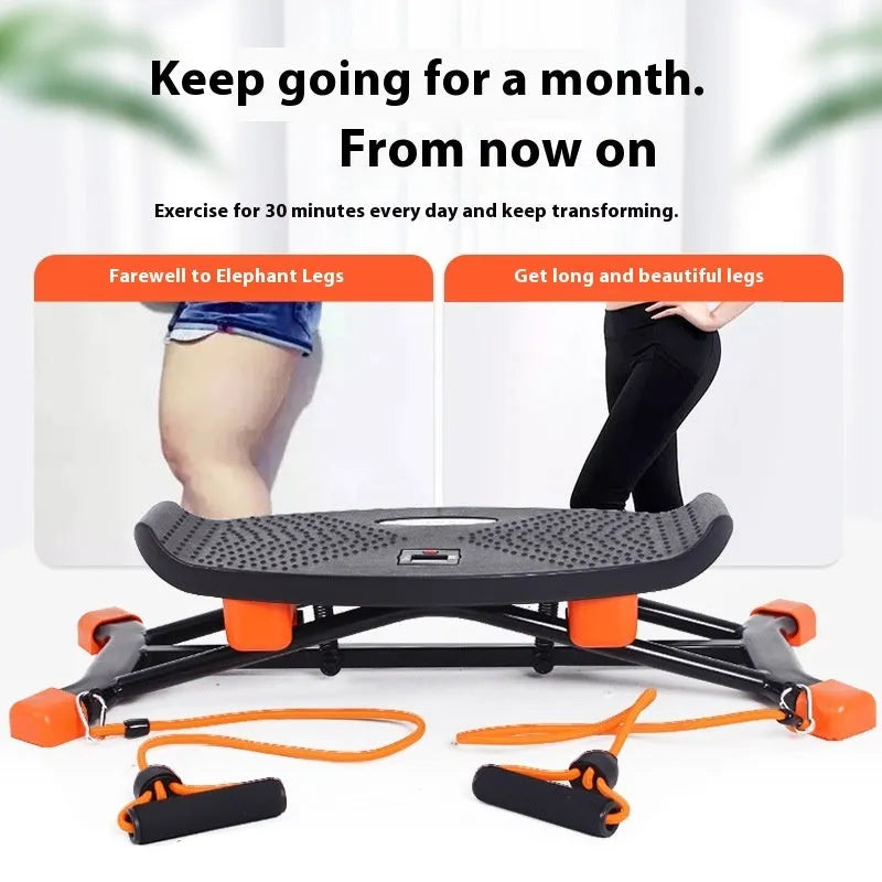 Black mini fitness skiing machine with elastic hand straps on compact 77cm frame