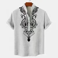Men's striped casual shirt with personalised button closure in loose fit polyester fabric