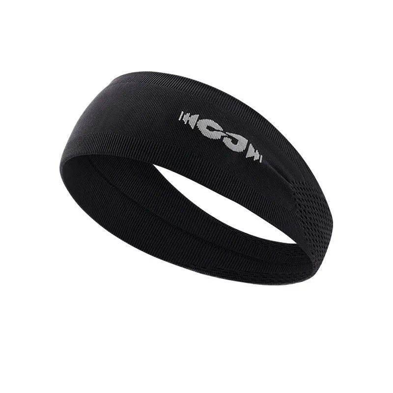 Seamless knitted exercise hair band in black, gray, and blue colours for sport